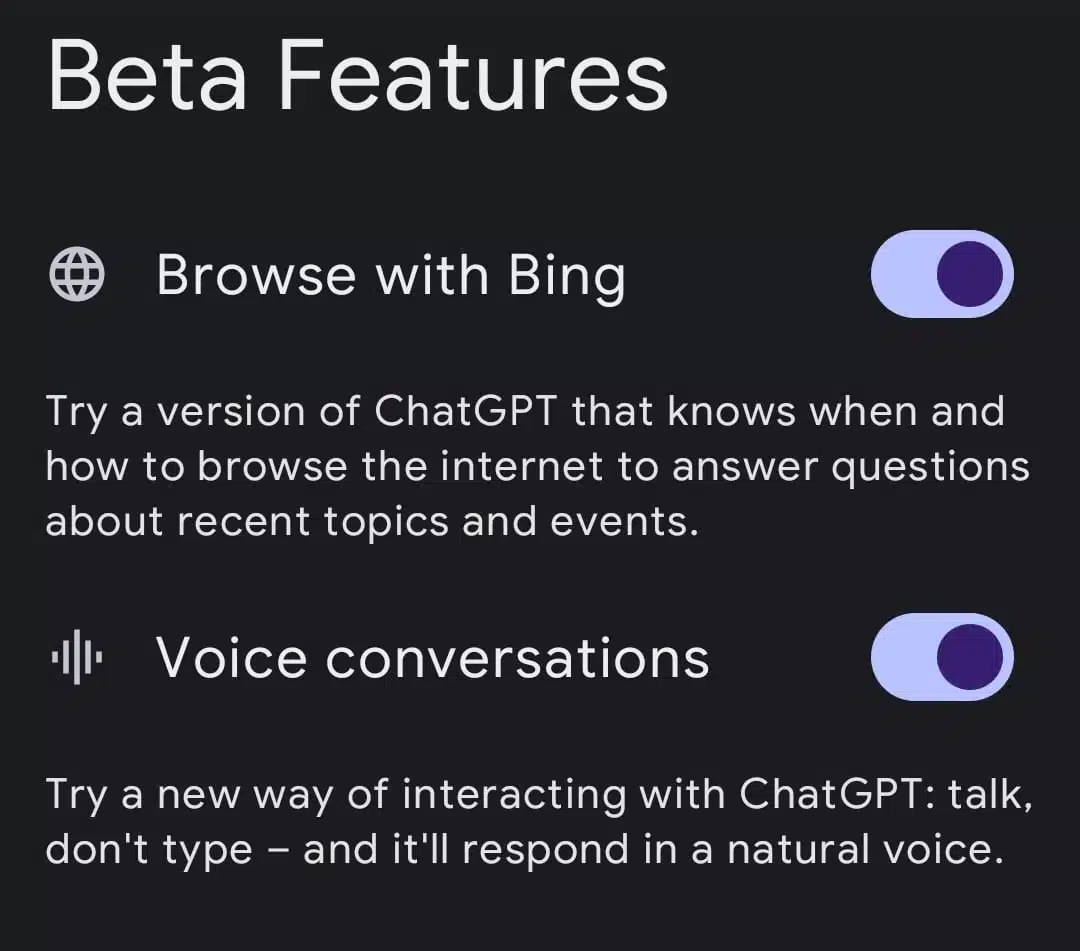 Beta Features bei ChatGPT: Browse with Bing und Voice Conversations